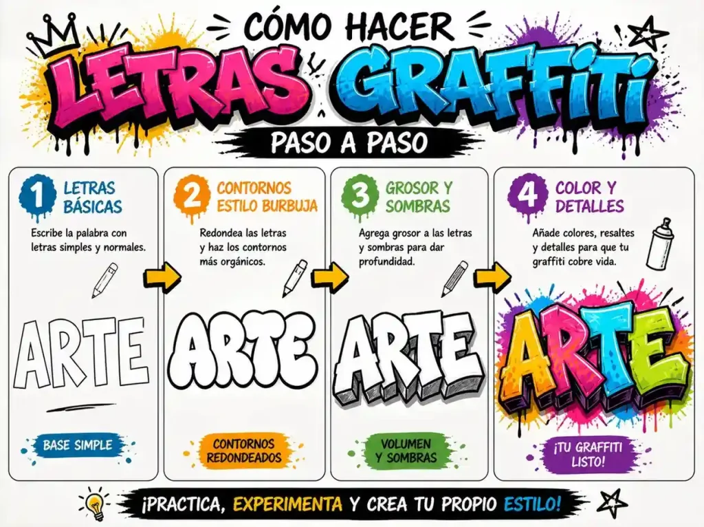 Letras Grafiti 2 Guía paso a paso para dibujar letras de graffiti fáciles desde cero