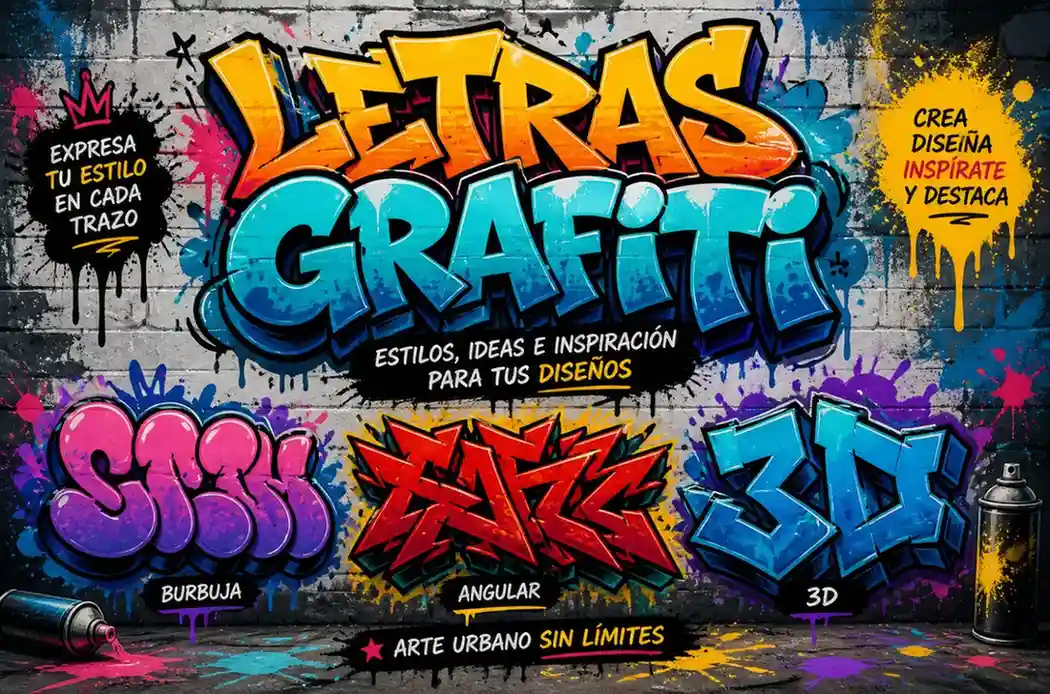 Letras Grafiti 1 Ejemplo de letras graffiti con diferentes estilos urbanos y efectos 3D